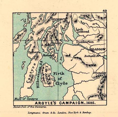 Argyles Campaign Map Scotland 1685 