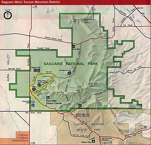 Saguaro National Park Map Western Saguaro National Park Map, Tucson Mountain District, Arizona | Gifex