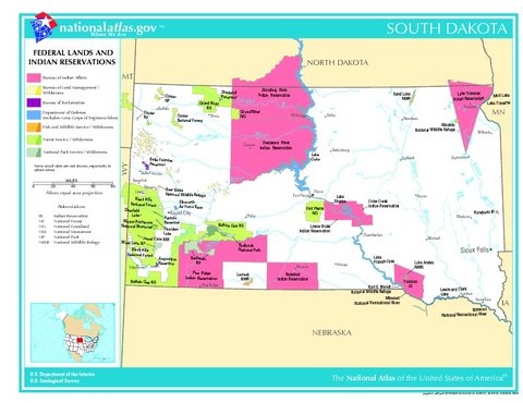 South Dakota Federal Lands And Indian Reservations United States