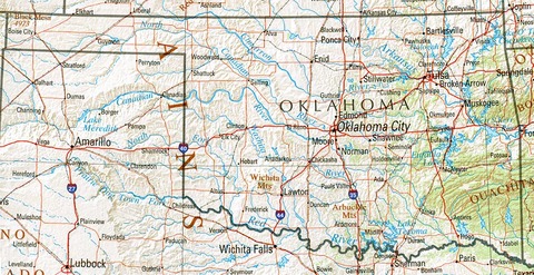 Physical Map Of Oklahoma Oklahoma Physical Map | Gifex