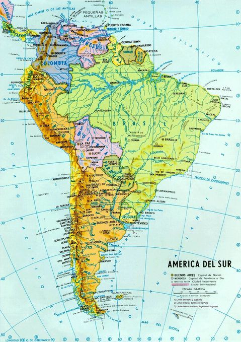 Mapas de Am rica del Sur y Centroam rica - Mapa Politico Y Hidrografico De America Del Sur