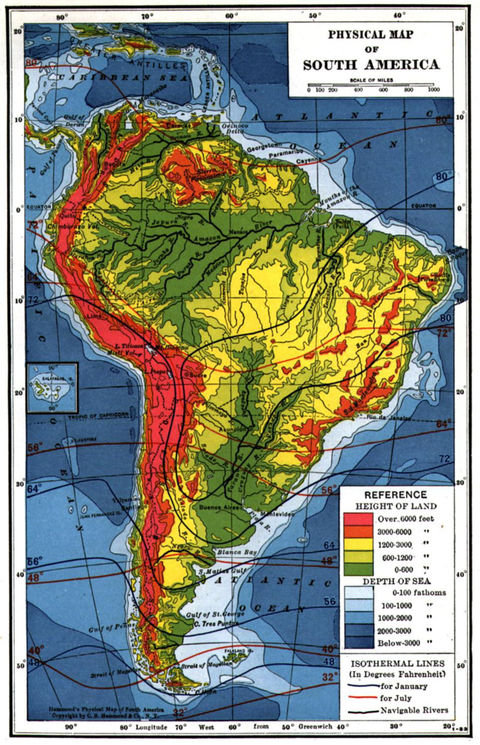 South America physical map - South America Physical Map
