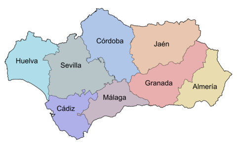 Resultado de imagen de mapa polÃ­tico AndalucÃ­a.