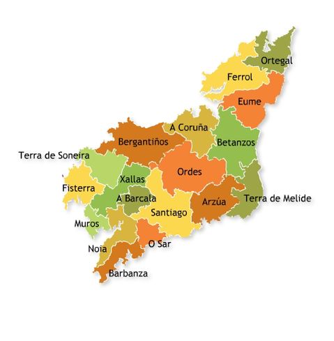 mapa politico de la coruña Comarcas de la Provincia de La Coruña | Gifex