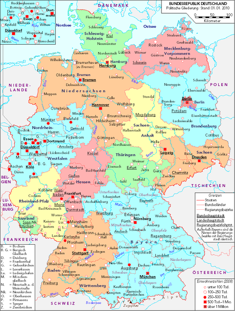political map of germany 2010