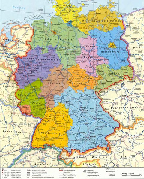 political map of germany 1990