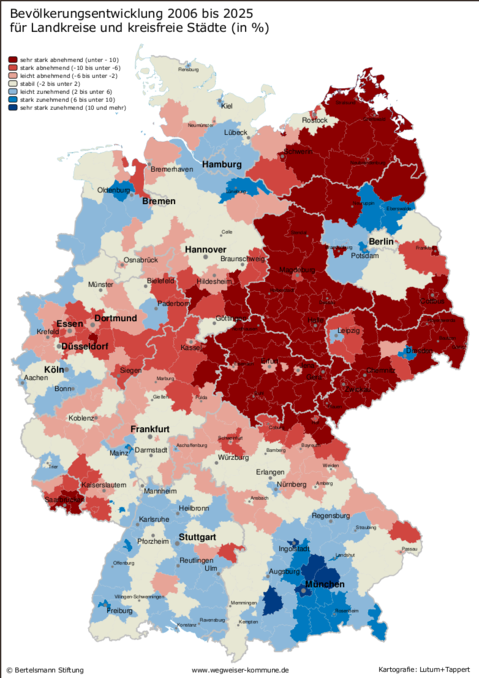 Germany's population changes 2006-2025