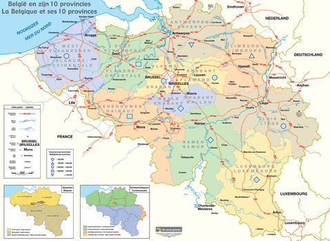 map of belgium and its 10 provinces
