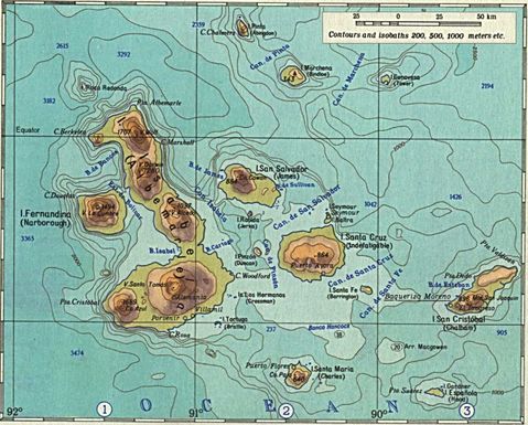Physical Map Of The Galapagos Islands Gifex Physical Map Of The Galapagos Islands