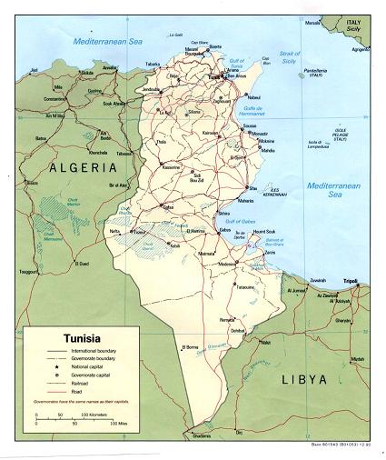 Carte Politique de la Tunisie