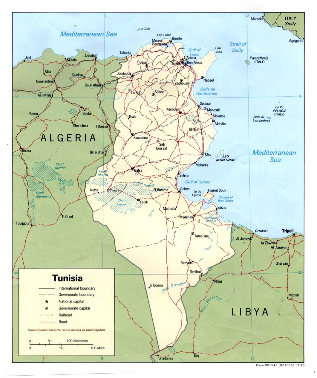 Carte Politique de la Tunisie