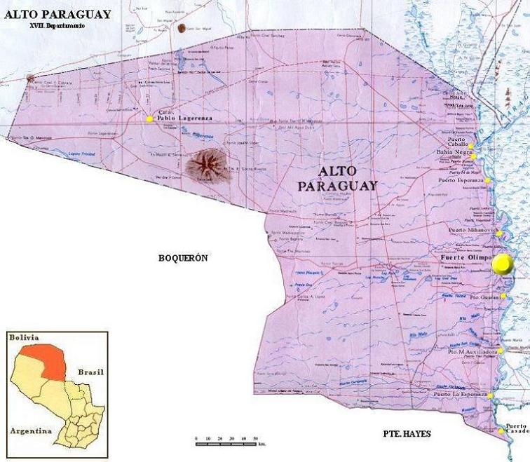 Alto Paraguay Department Map, Paraguay