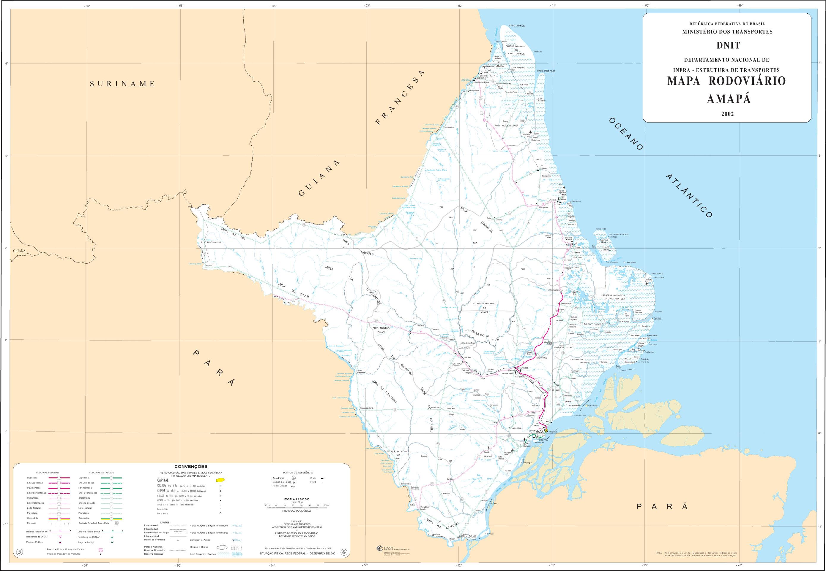Amapá State Road Map, Brazil