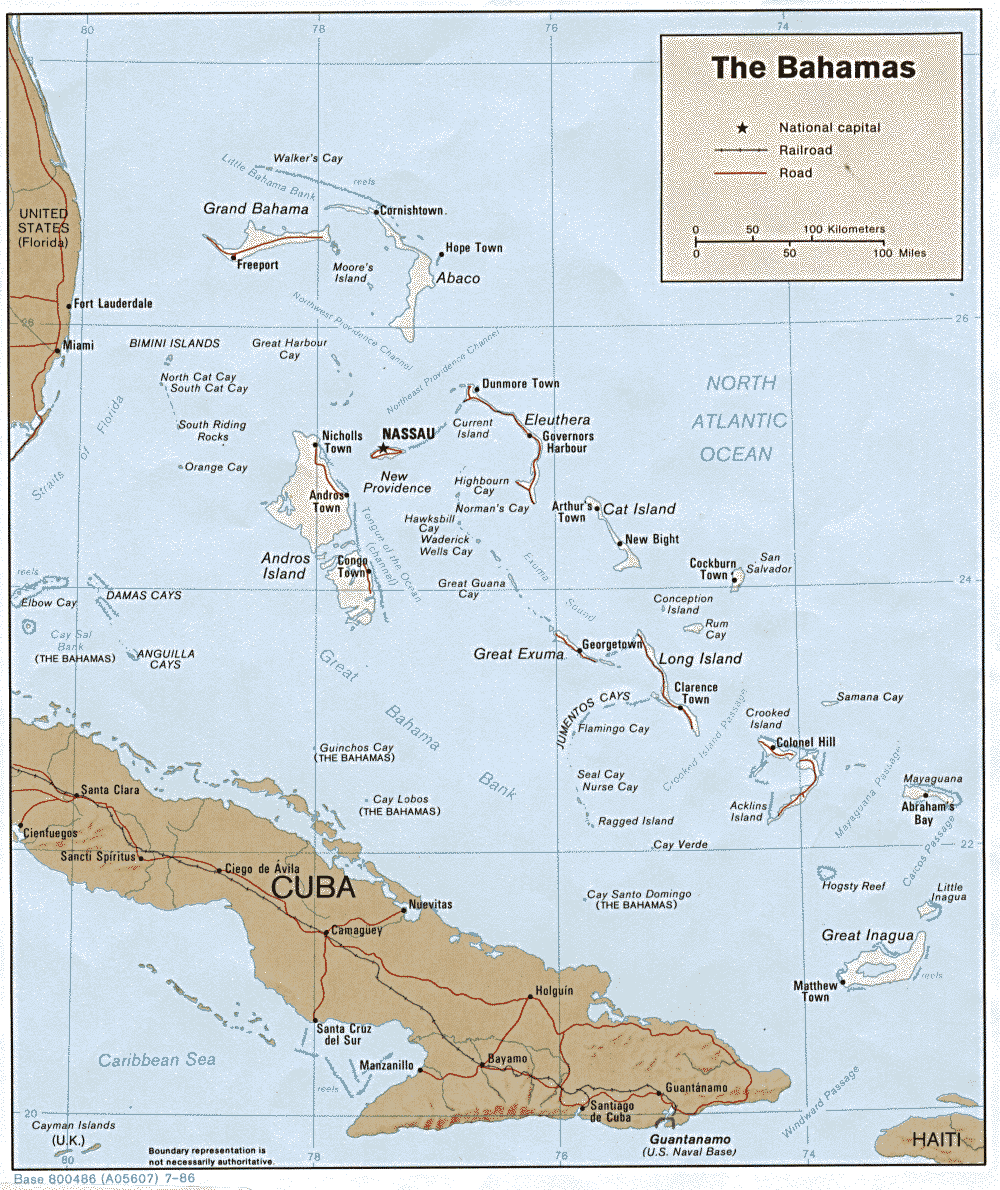 Bahamas Shaded Relief Map