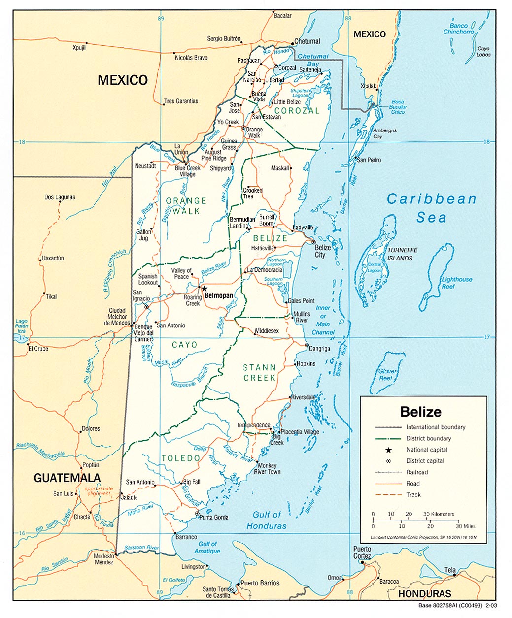 Belize Political Map