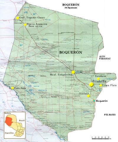 Boquerón Department Map, Paraguay