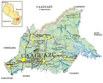 Caaguazú Department Map, Paraguay