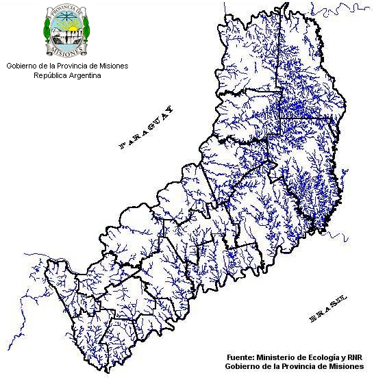 Carte Hydrographique, Province de Misiones, Argentine