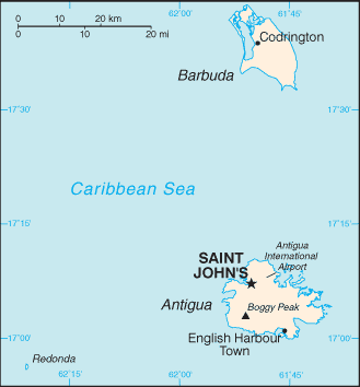 Carte Petite Echelle d'Antigua et Barbuda