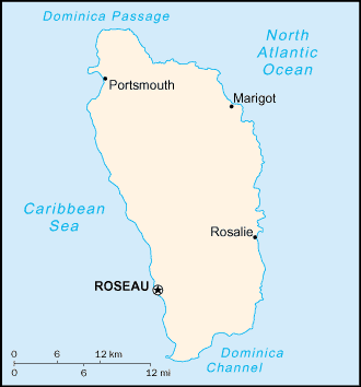 Carte Petite Echelle de l'Île de la Dominique