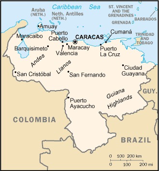 Carte Petite Echelle du Vénézuela