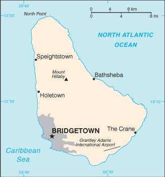 Carte Petite Echelle des Barbades