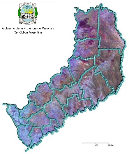 Carte de Satellite de la Province de Misiones, Argentine