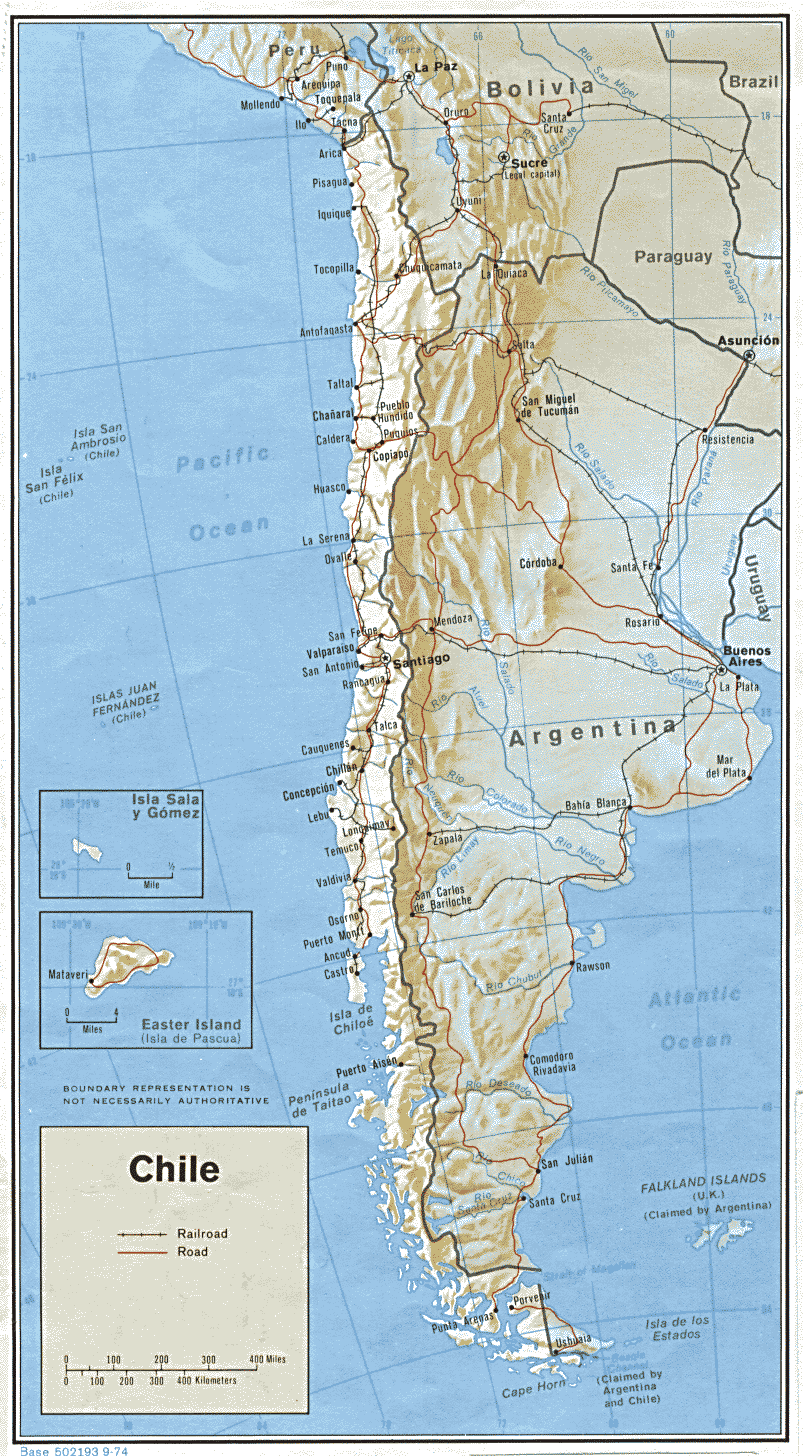 Chile Shaded Relief Map
