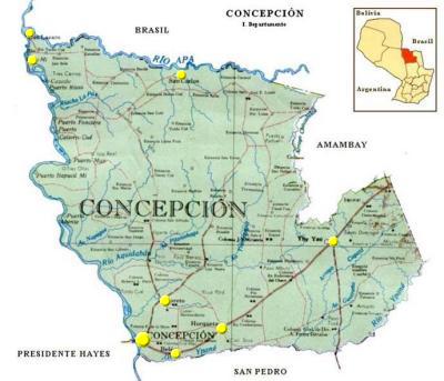 Concepción Department Map, Paraguay