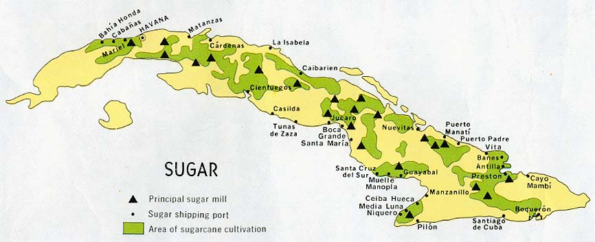 Cuba Sugar Production Map