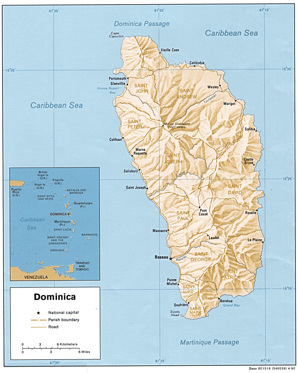 Dominica Shaded Relief Map