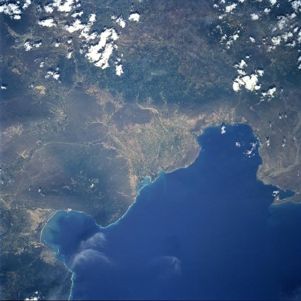 Foto, Imagen Satelite de Bahías Oacha/Neiba, República Dominicana