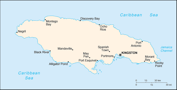 Jamaica Small Scale Map