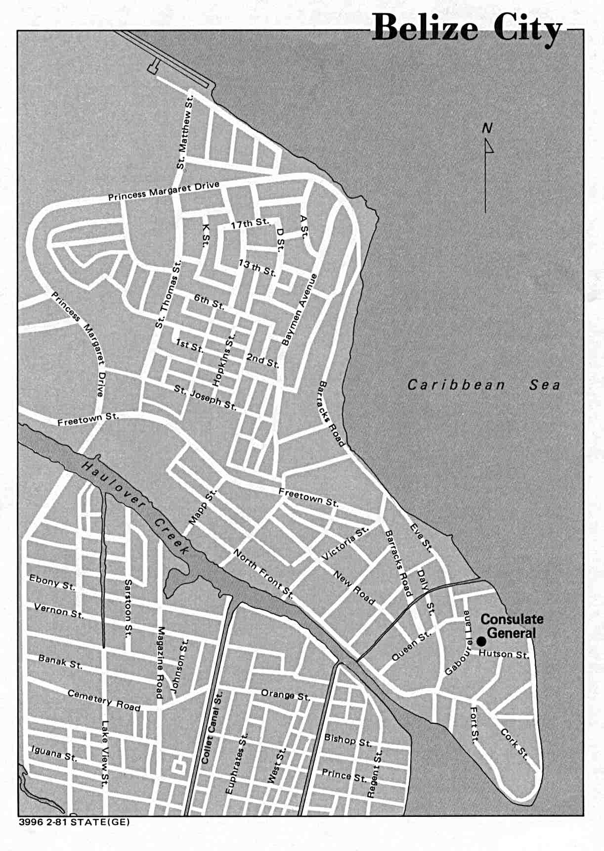 Map of Belize City, Belize