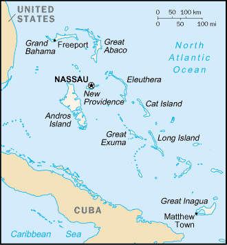 Mapa Pequeña Escala de Las Bahamas