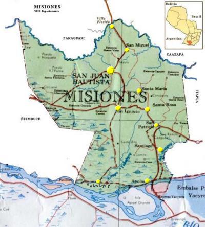 Misiones Department Map, Paraguay