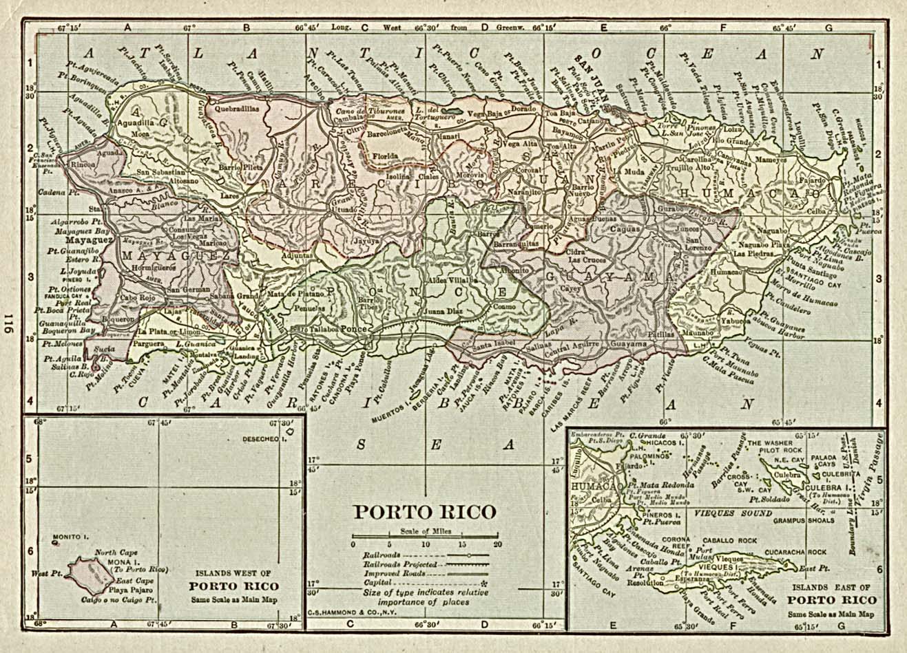 Porto (Puerto) Rico Map 1920