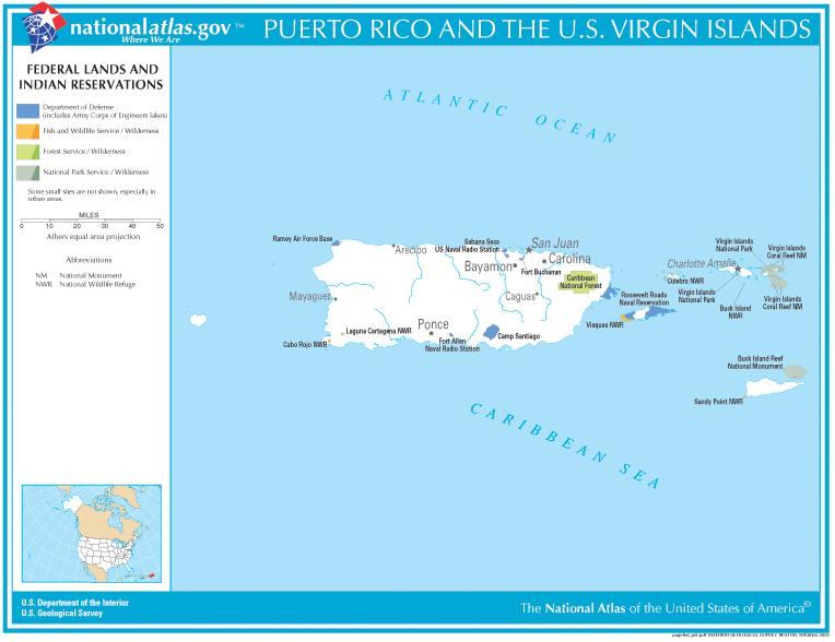 Puerto Rico Federal Lands and Indian Reservations Map