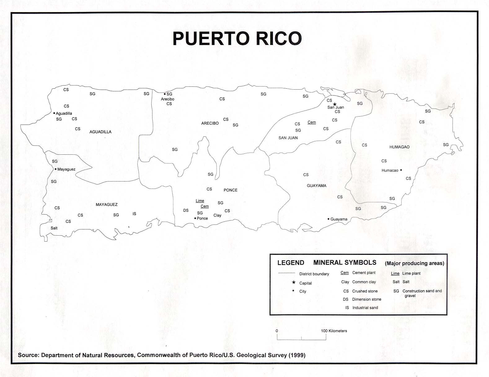 Puerto Rico Minerals Map