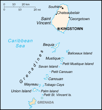 Saint Vincent and the Grenadines Small Scale Map