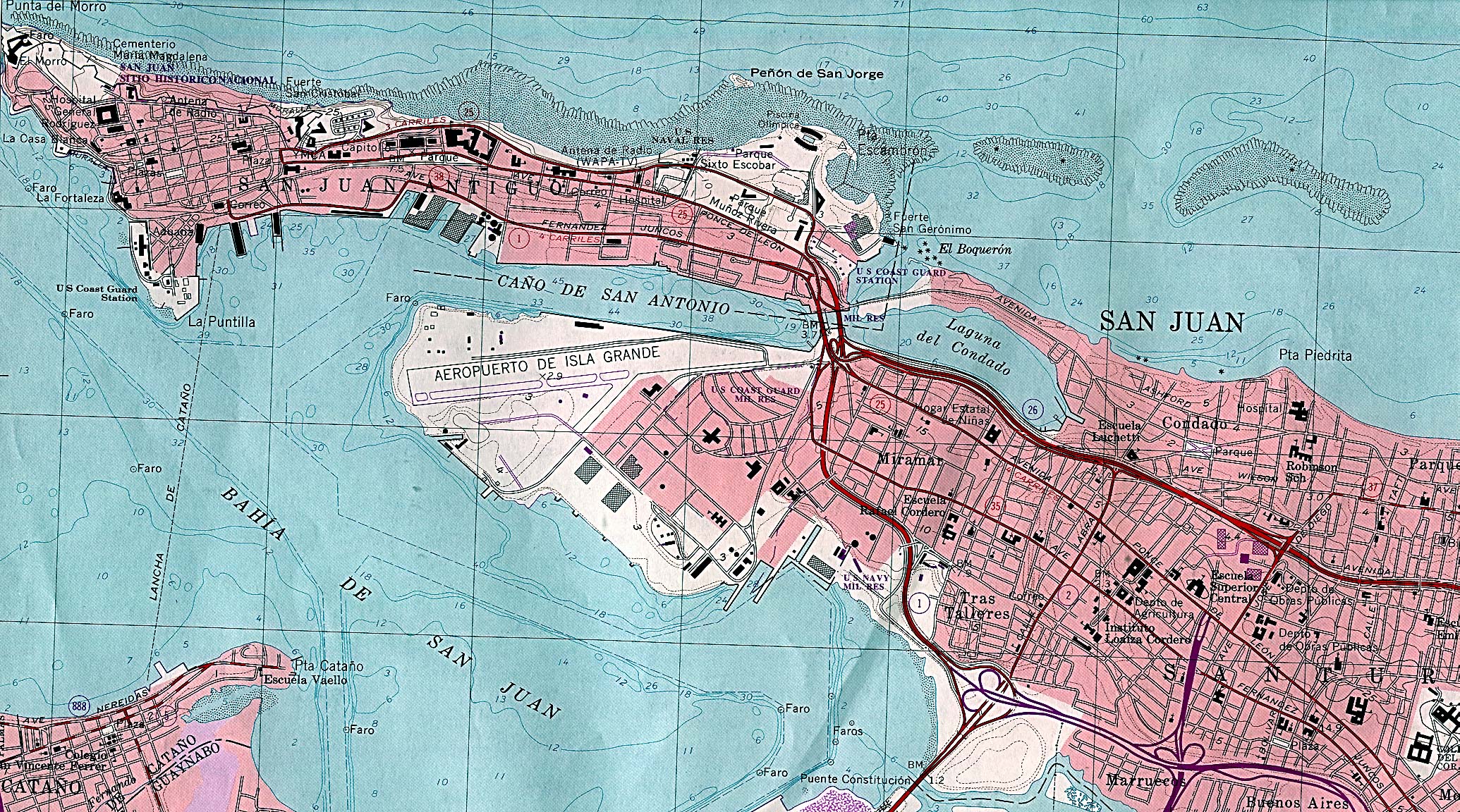 San Juan Topographic Map, Puerto Rico