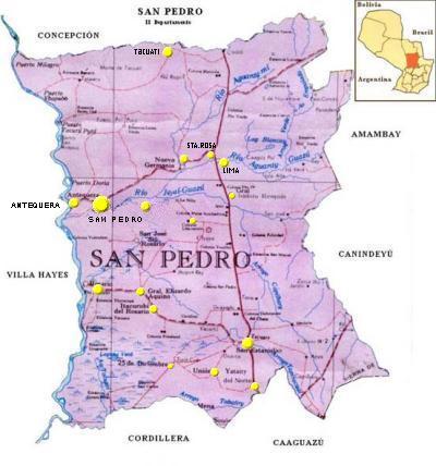 San Pedro Department Map, Paraguay