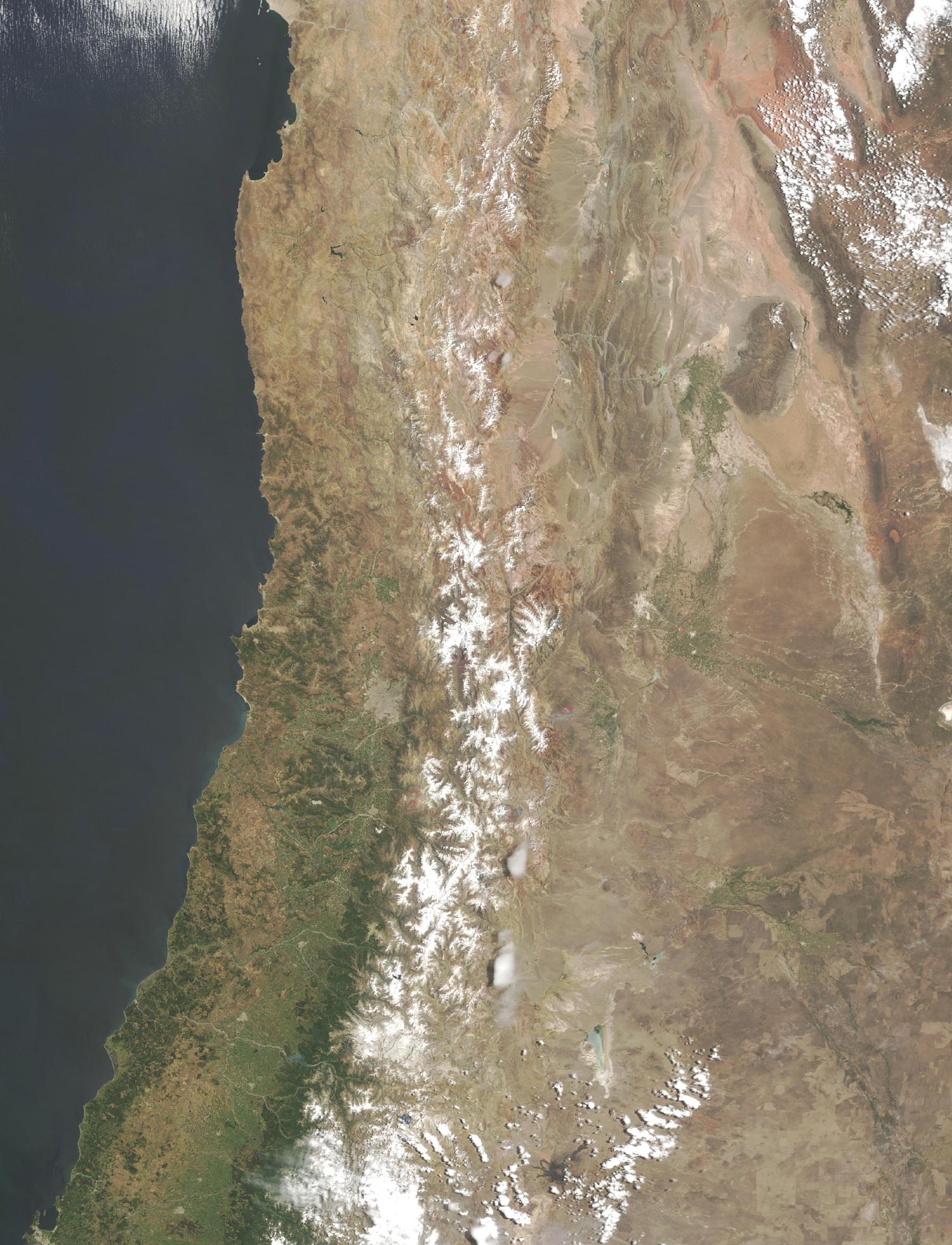 Satellite Image, Photo of Central Chile, South America