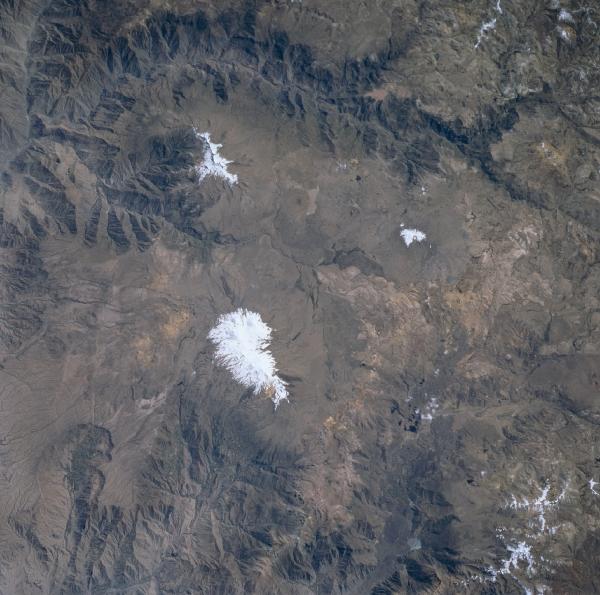Satellite Image, Photo of Coropuna and Soliman Volcanoes, Peru