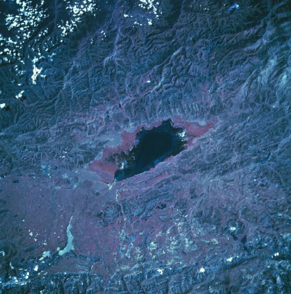 Satellite Image, Photo of Lake Junin, Andes Mountains, Peru