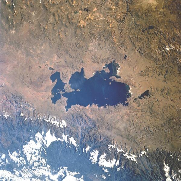 Satellite Image, Photo of Lake Titicaca, Peru and Bolivia