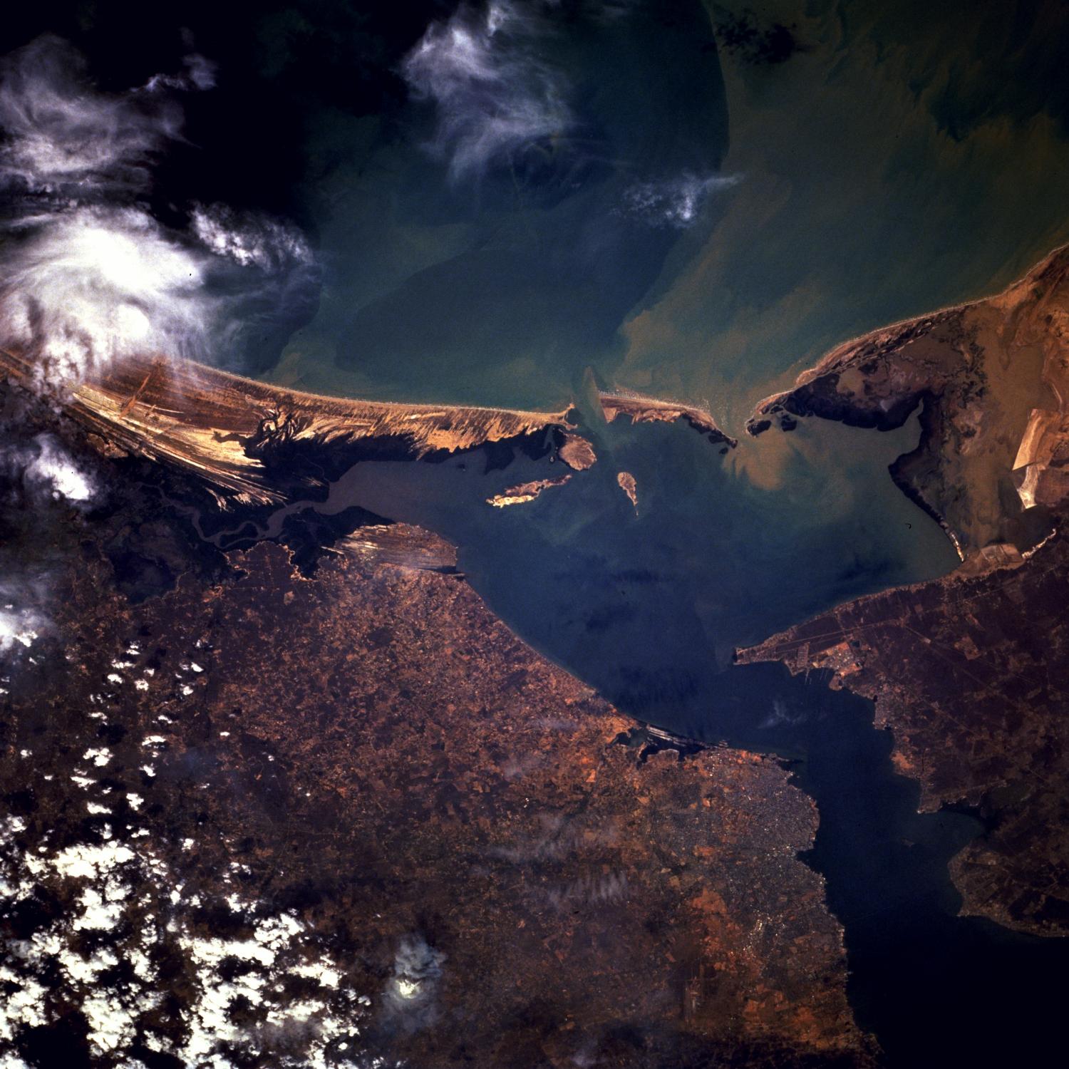 Satellite Image, Photo of Maracaibo City, Bay of Tablazo, Venezuela