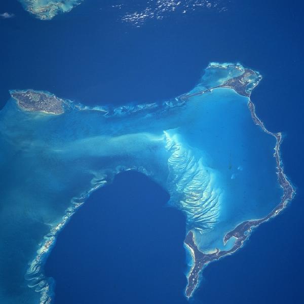 Satellite Image, Photo of New Providence and Eleuthera Islands, Bahamas