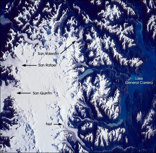 Satellite Image, Photo of the Northern Patagonian Ice Field (NPIF)