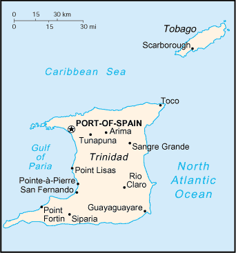 Trinidad and Tobago Small Scale Map